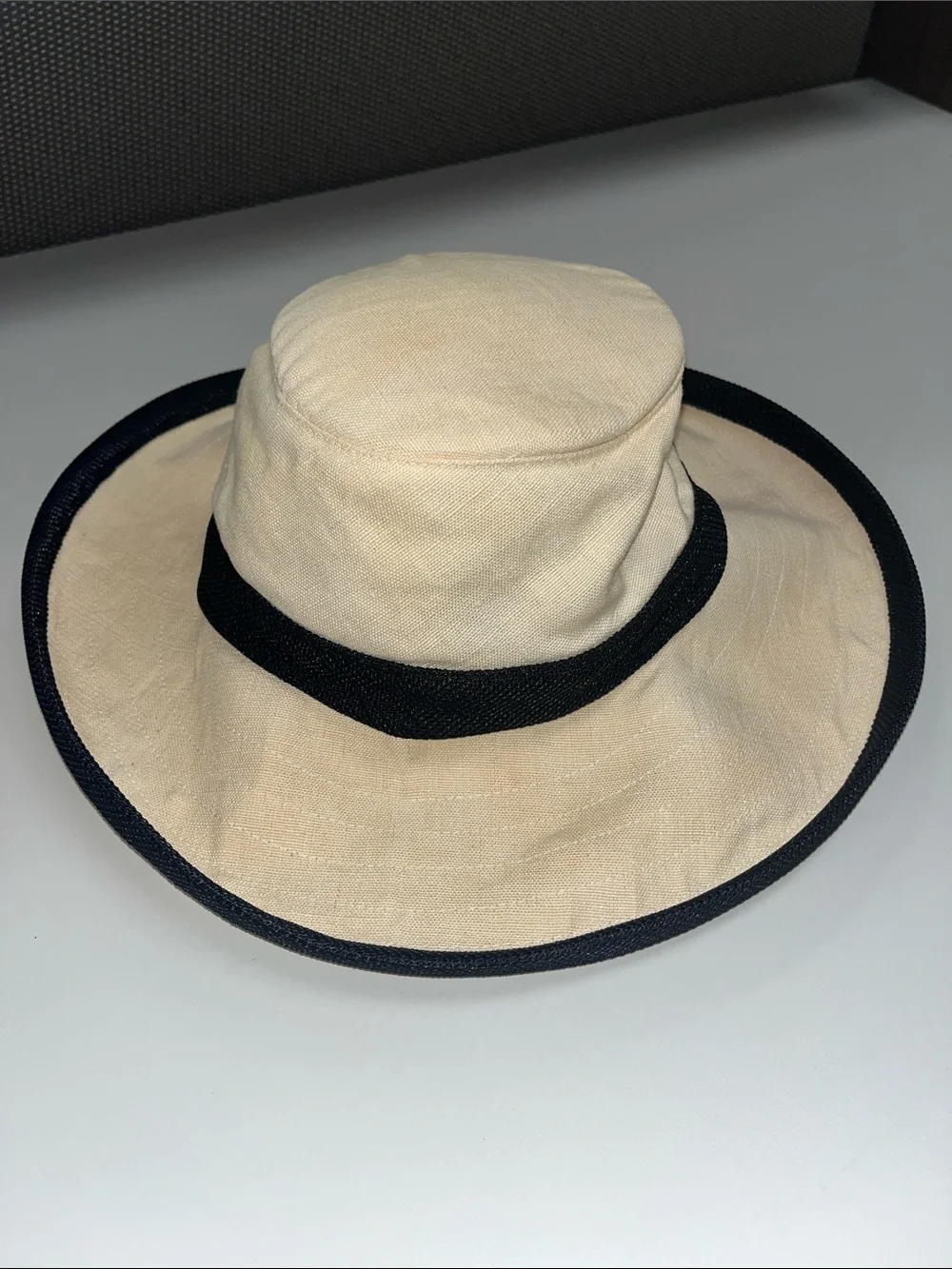 Tilley Hemp Beige Wide-Brim Sun Hat with Black Trim Model TH4